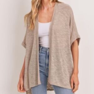 KLD Made in USA Taupe Open-Front Cardigan in Size Large